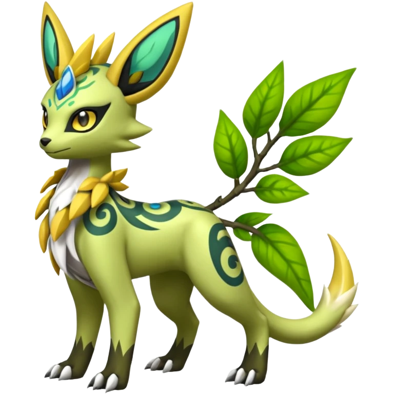 Tribal Exotic Ivy Planty Meloetta-Zygarde-Zeraora-Renamon-Protogen-Palkia-hybrid-fusion-Fakémon-creature, full body emoji