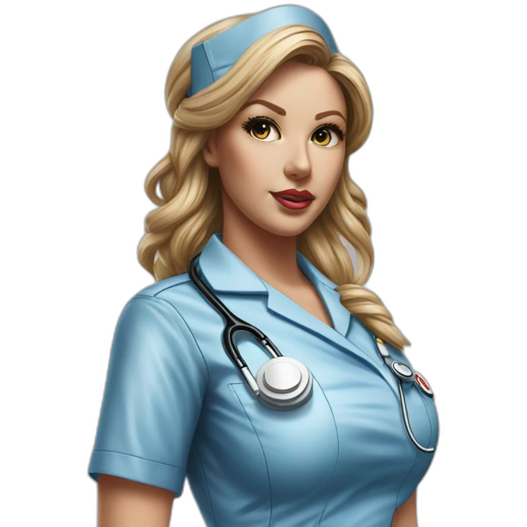 Hyper-realistic painting sculpture samantha saint nurse uniform emoji