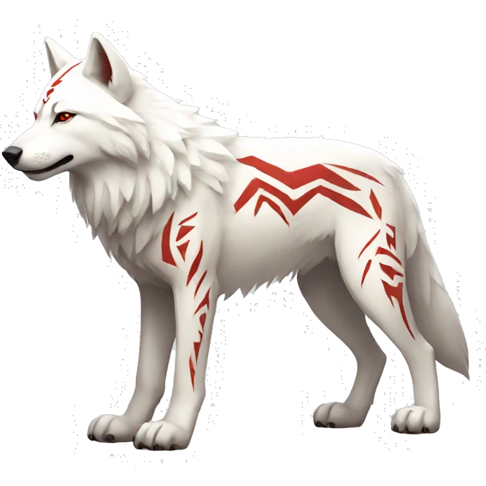 White Wolf With red Tribal Markings Full Body emoji