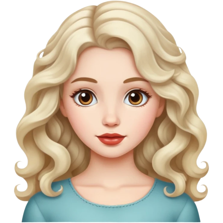White skinned, wavy hair, coqquette, pretty faced girl emoji