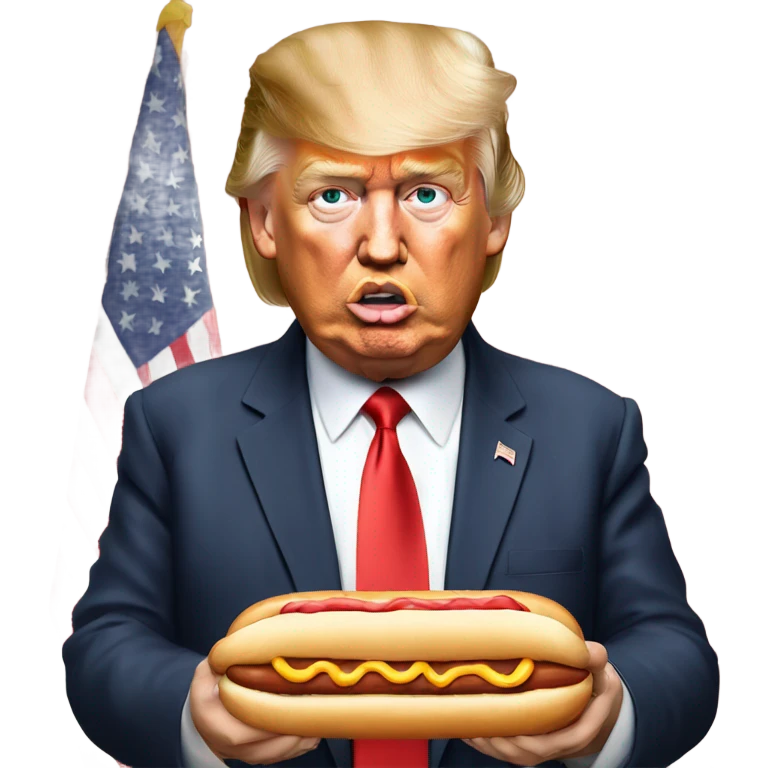 Donald Trump eating hotdog ￼ emoji