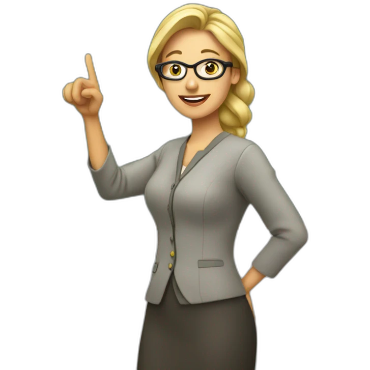 woman teacher pointing to board emoji