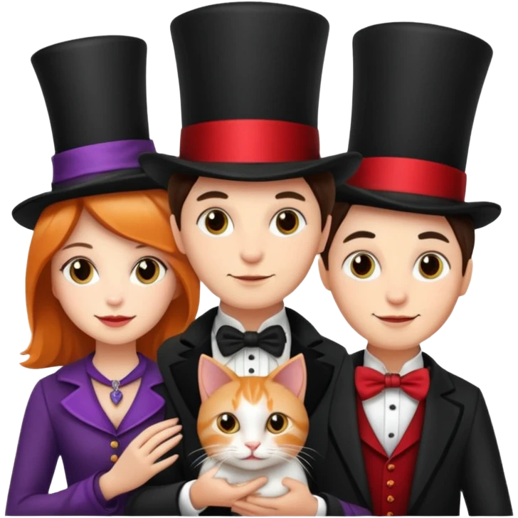 magician couple and their pet cat emoji