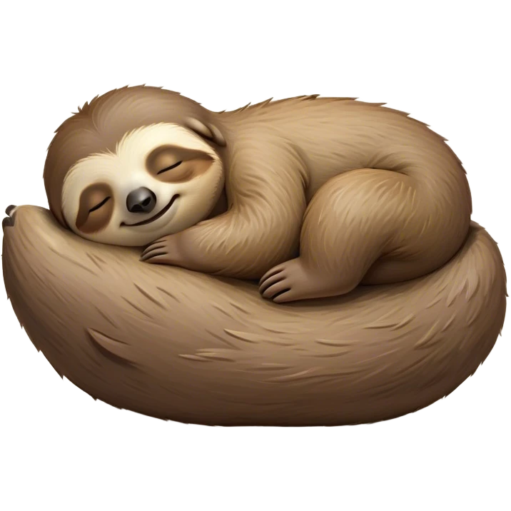 Meme-Worthy cute Sleeping Sloth Portrait Emoji, Head resting peacefully with a contented smile, showcasing a luxuriously soft, fuzzy form and eyes gently closed in serene slumber, Simplified yet comically adorable features, highly detailed, glowing with a soft, drowsy glow, high shine, relaxed and utterly lovable, stylized with an air of playful laziness, bright and heartwarming, soft glowing outline, capturing the essence of a sleeping sloth that feels destined to become the next viral icon of adorable rest! emoji