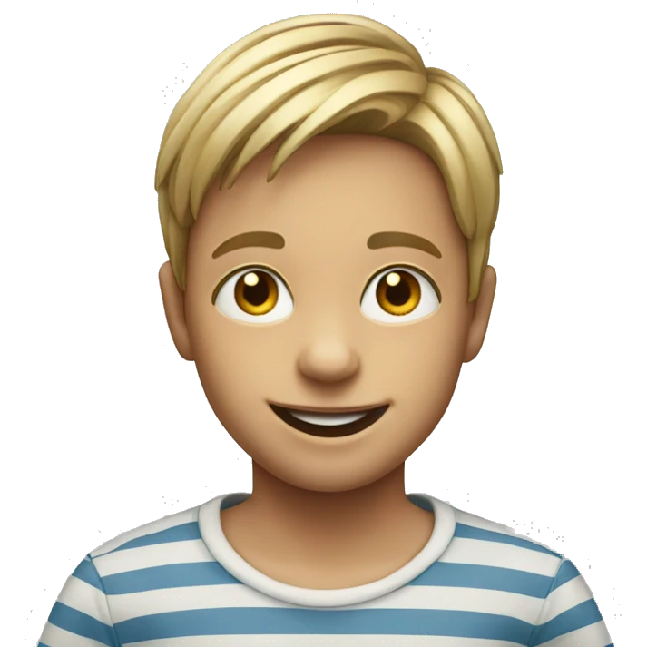 smiling boy in striped shirt emoji