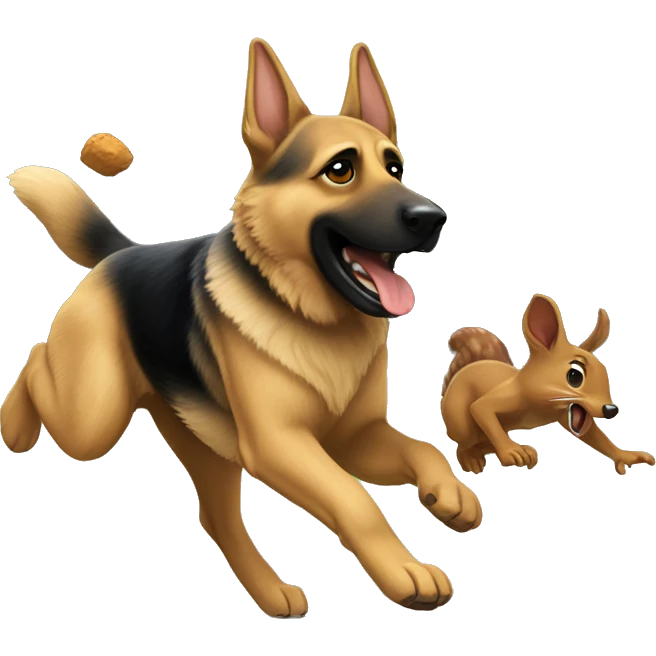 german shepherd chasing a squirrel emoji
