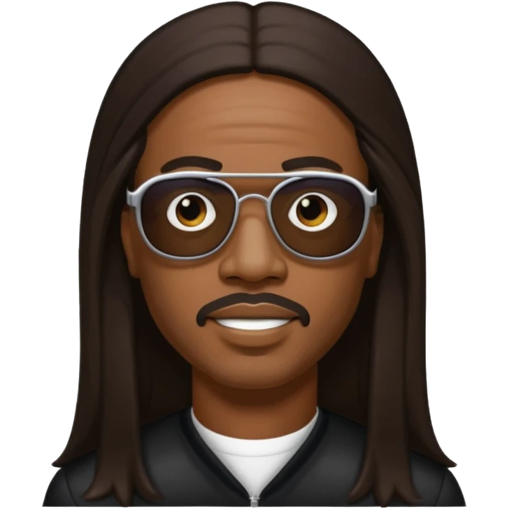 Stevie Wonder with dark brown long hair emoji