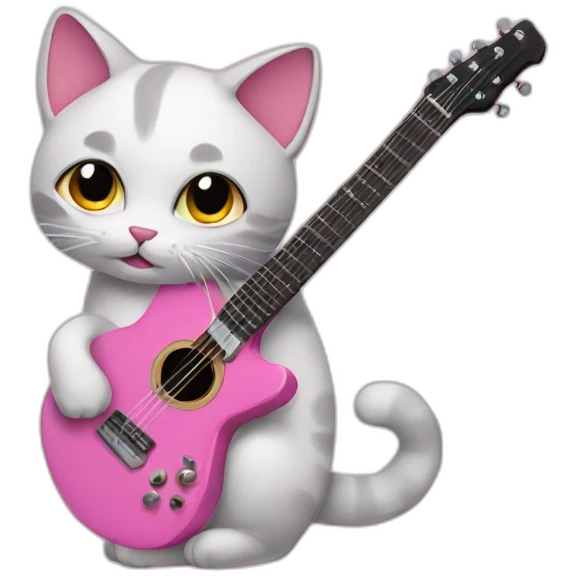 cat with pink guitar emoji