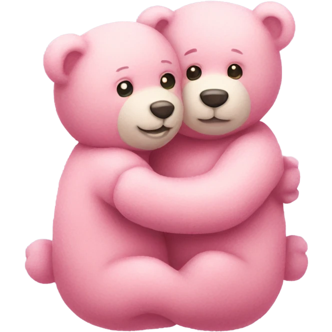 pink pastel two teddy bears hugging emoji