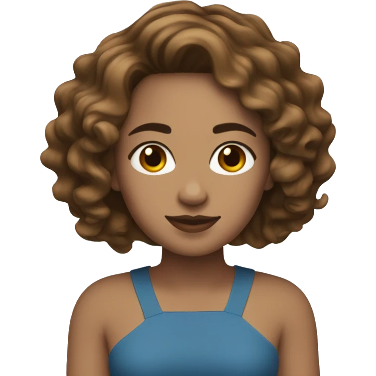 A light skin women with brown wavy medium hair with two front strands blue emoji