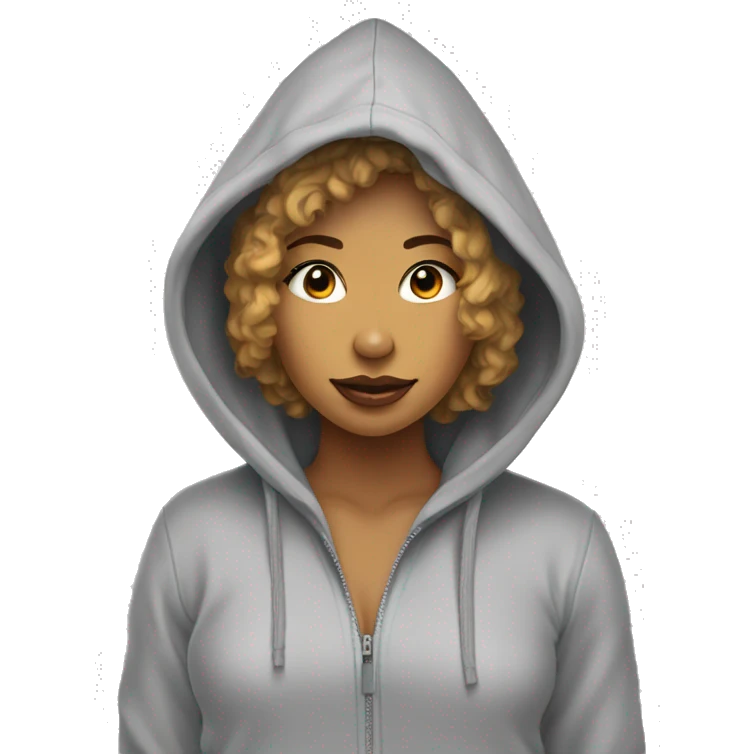 Human in hoodie with head of a hot and sexy female Golden doodle   emoji