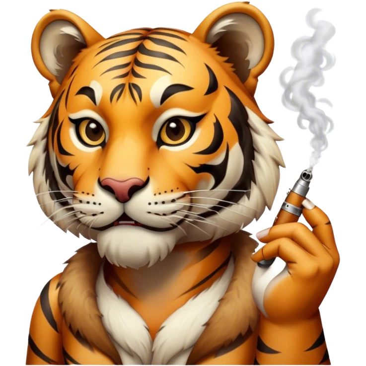 Tiger is smoking vape emoji