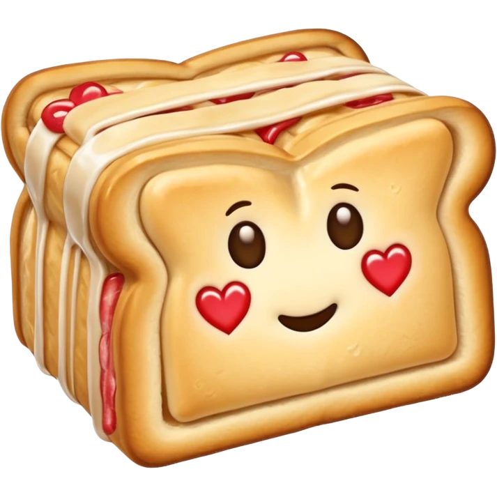 Toaster strudel pastry with hearts emoji