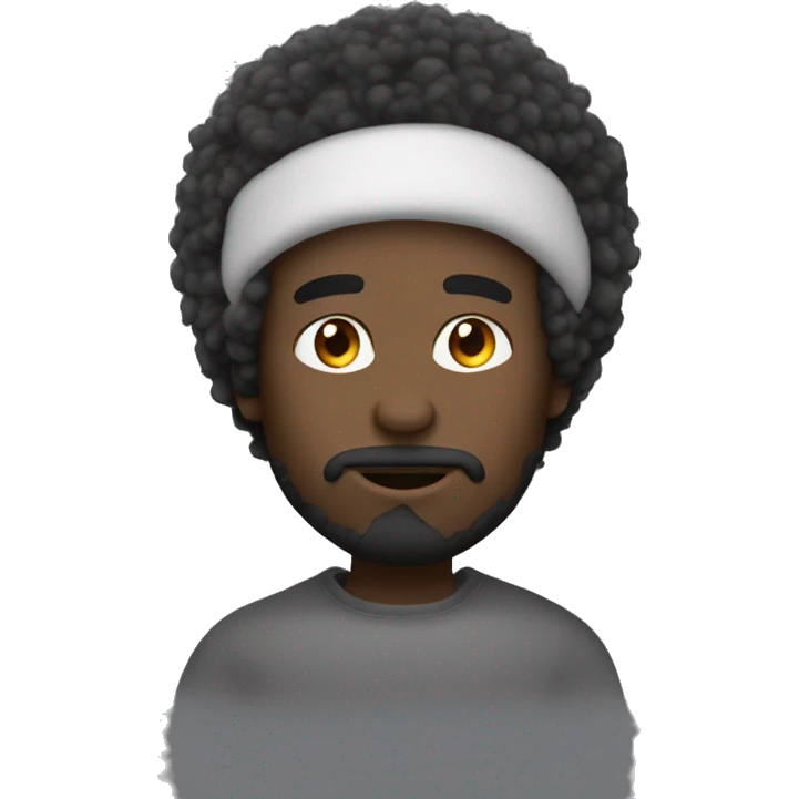 homme à la peau brune avec de longs cheveux noirs bouclés afro qui est heureu en ecoutant de la musique emoji