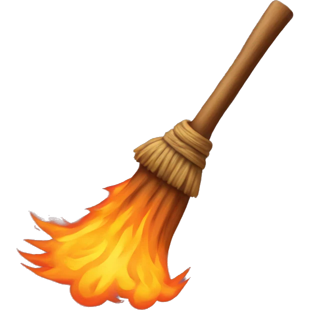 Broomstick on fire emoji