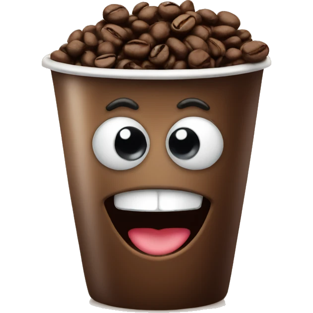 coffe beans with eyes and smile emoji