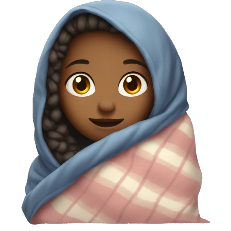 Cozy girl with blanket emoji