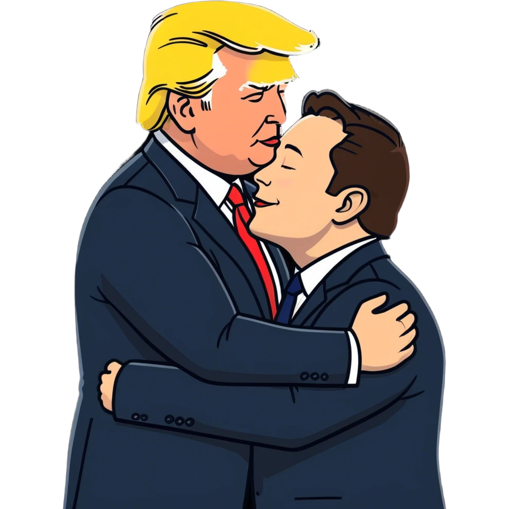 elon musk kissing trump emoji