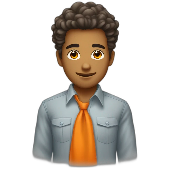 Chico de pelo liso con camisa naranja enojado emoji