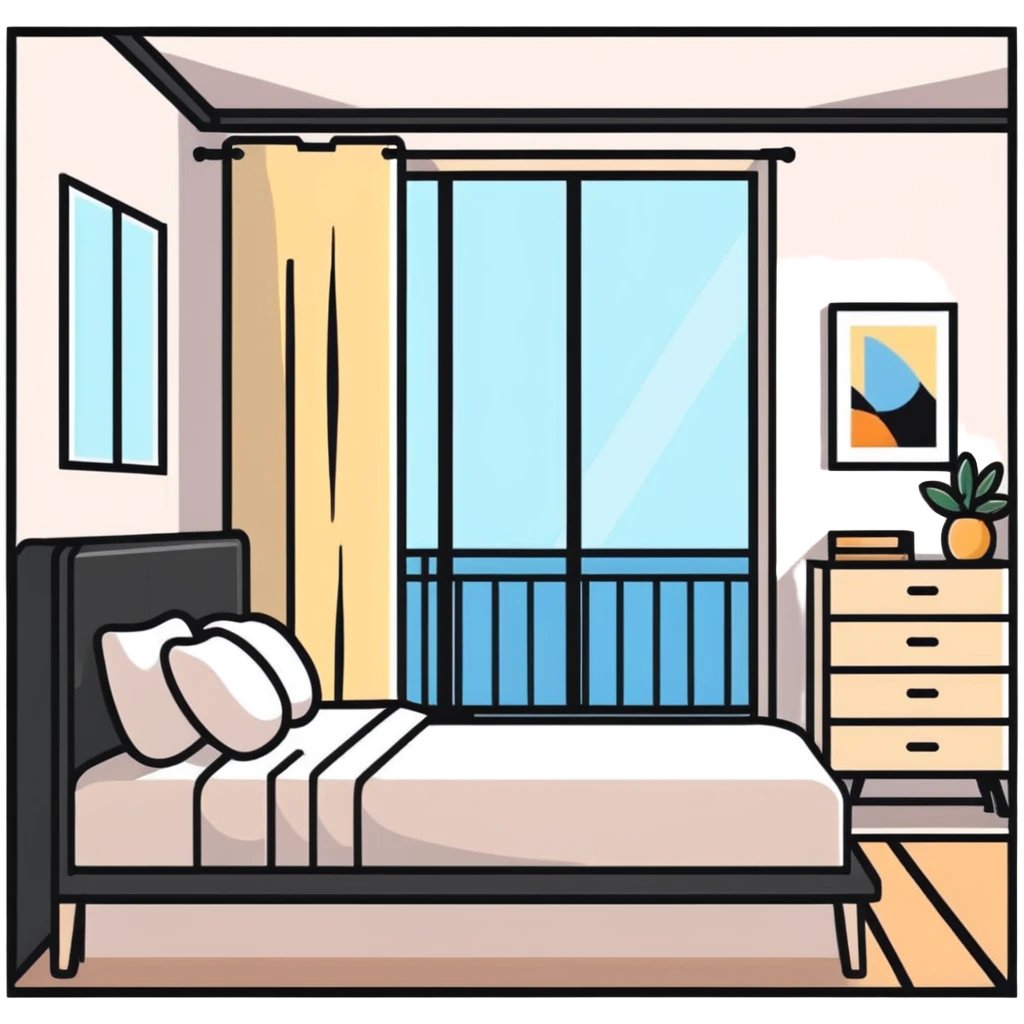 clean minimalist aesthetic bedroom with natural light emoji