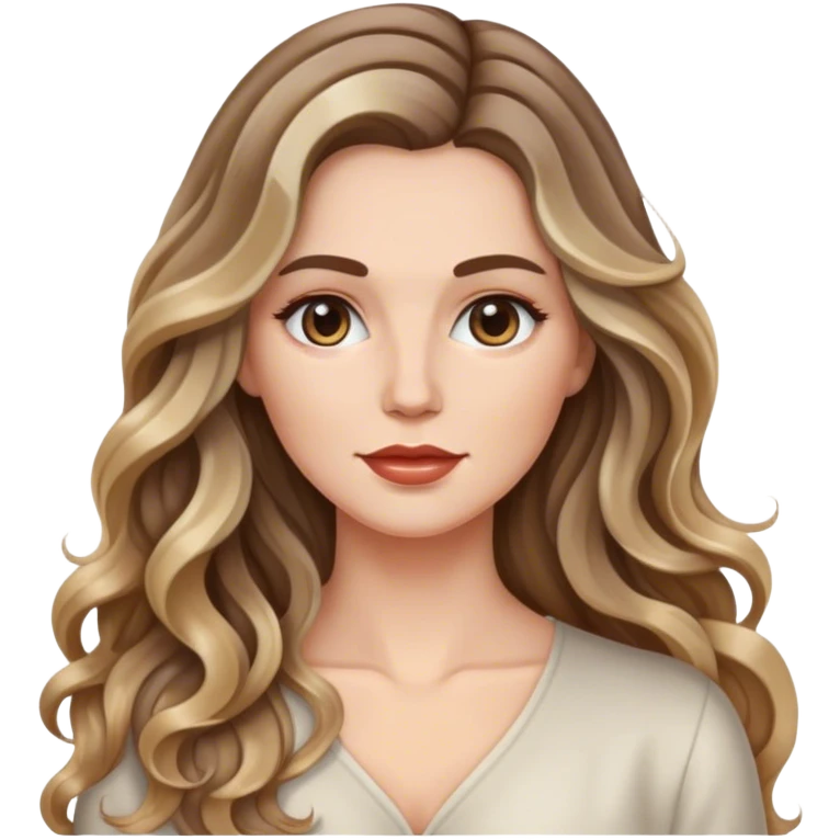 Chica blanca, cabello largo con ondas y balayage, mamá  emoji