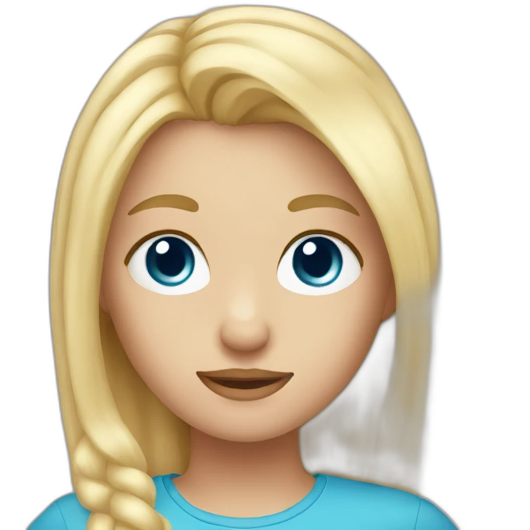 make an emoji of a girl with blue eyes and blond hair holding an iPhone emoji