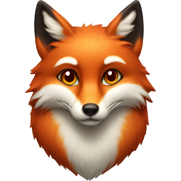 deep lush red fox face with tiny red heart instead of eyes emoji