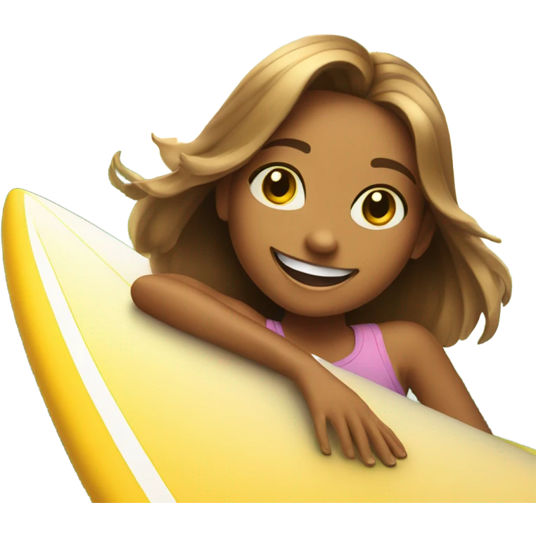 smiling girl in sunny park on a surfboard emoji