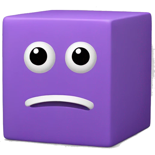 3d cube with a face and arms and legs emoji