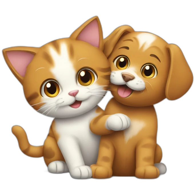 cat playing with a dog emoji