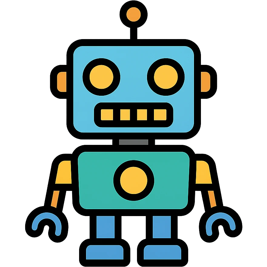 robot, color icon style, geometric shapes, tech vibe emoji