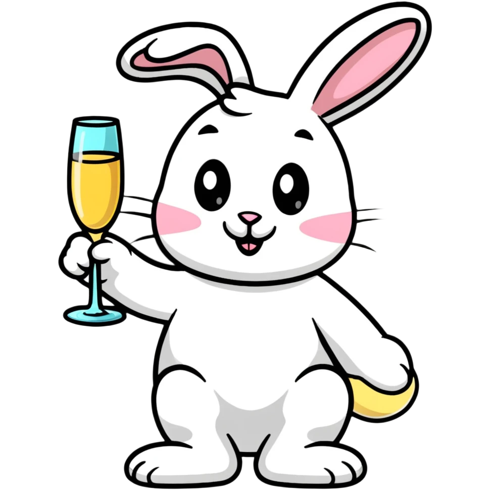 Fancy Easter bunny with champagne glass emoji