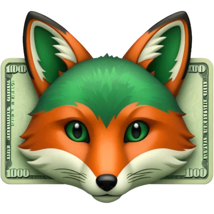 make 100 dollar bill with a fox head silhouette  emoji