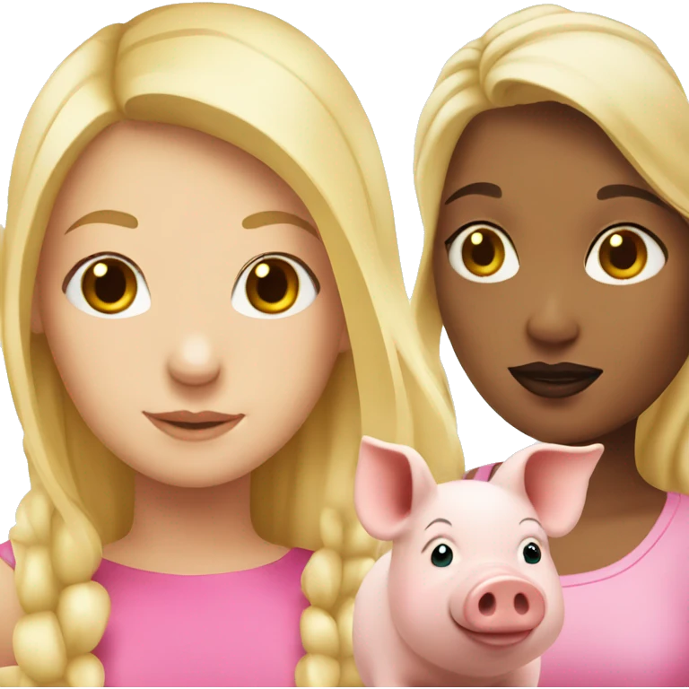 Blonde girl and a pig emoji