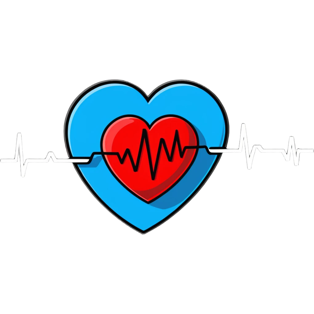 heart with blue and red heartbeat ECG line emoji