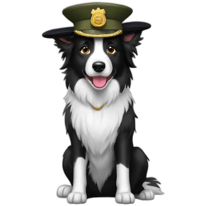 Border collie with army hat emoji