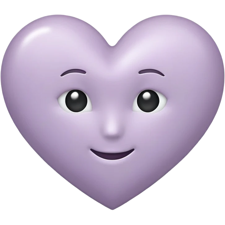 apple style emoji heart in pale grayish lavender, simple and soft emoji