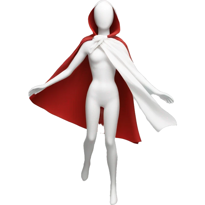 faceless white mannequin flying red cape emoji