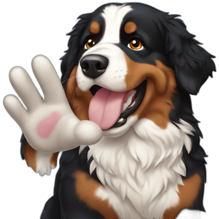 Bernese mountain dog give me five emoji