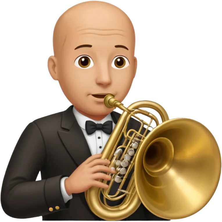 große Tuba, von gltzköpfigen Mann gespielt emoji