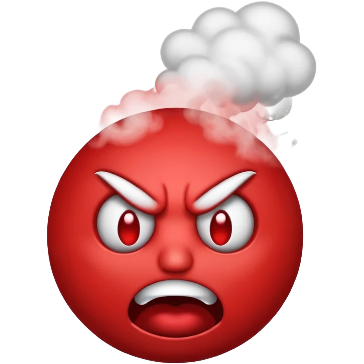 monochromatic red emoji face with angry expression and steam  emoji