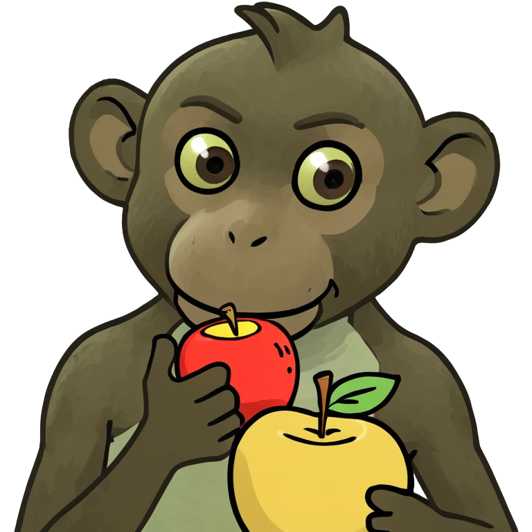 Apple eating monkey emoji