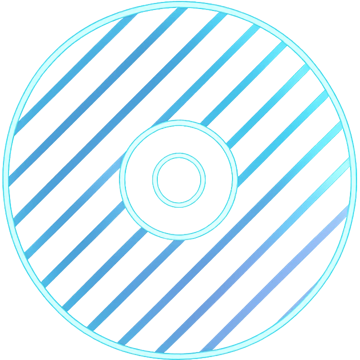 A minimalist CD disc with stripe pattern, glowing effect emoji