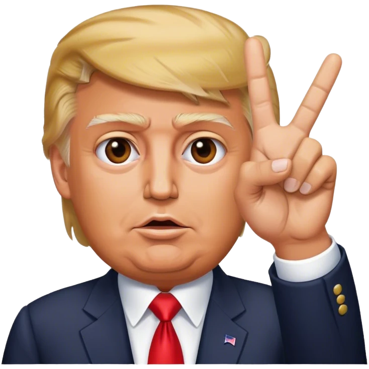 Donald  Trump shows hand  victory hyperrealistic emoji