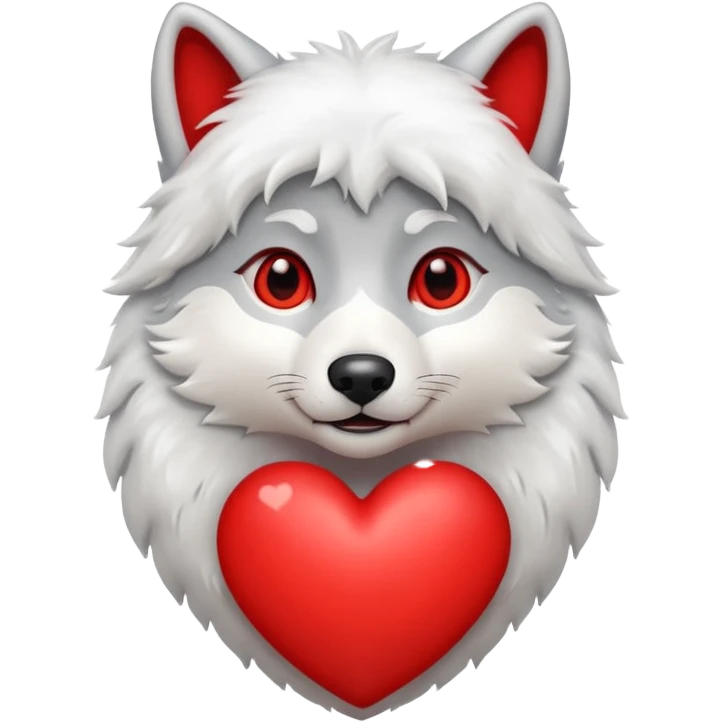 cute wolf inside heart emoji