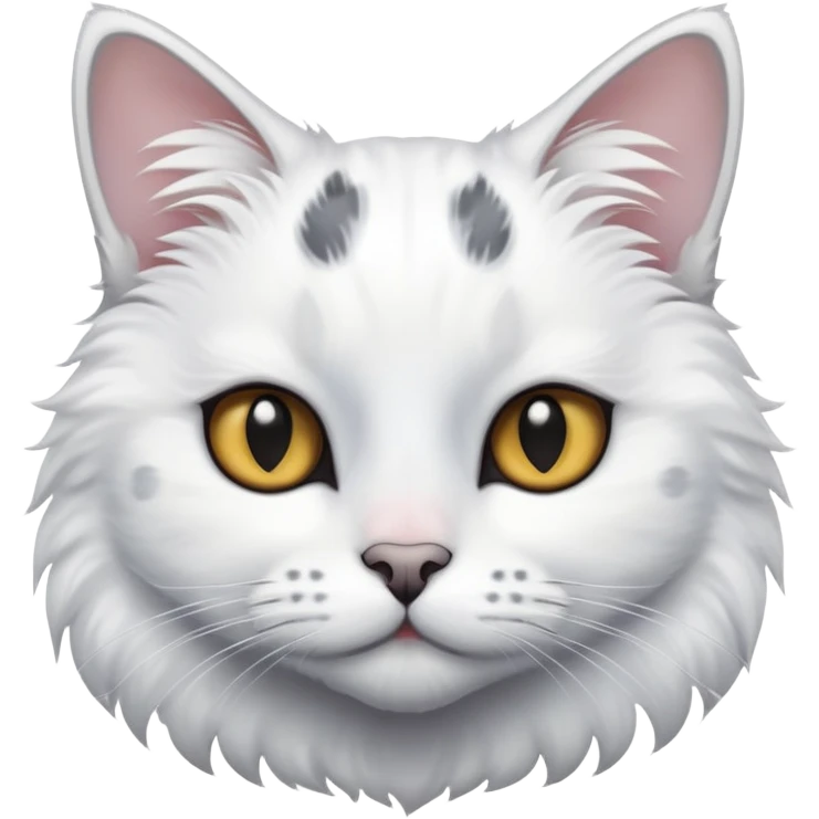 white cat with black tail and grey spots on his face  emoji