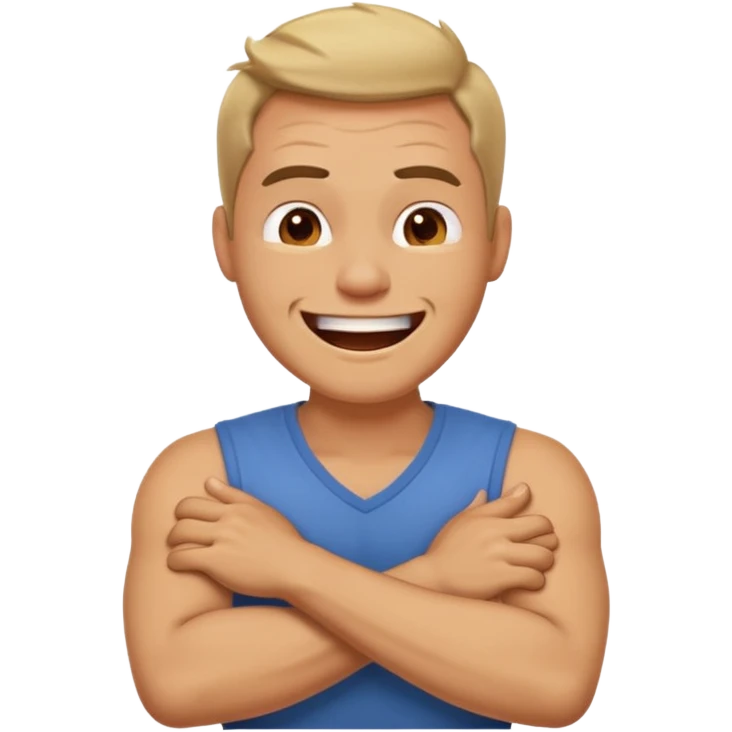 arms crossed around neck angry laughing guy emoji