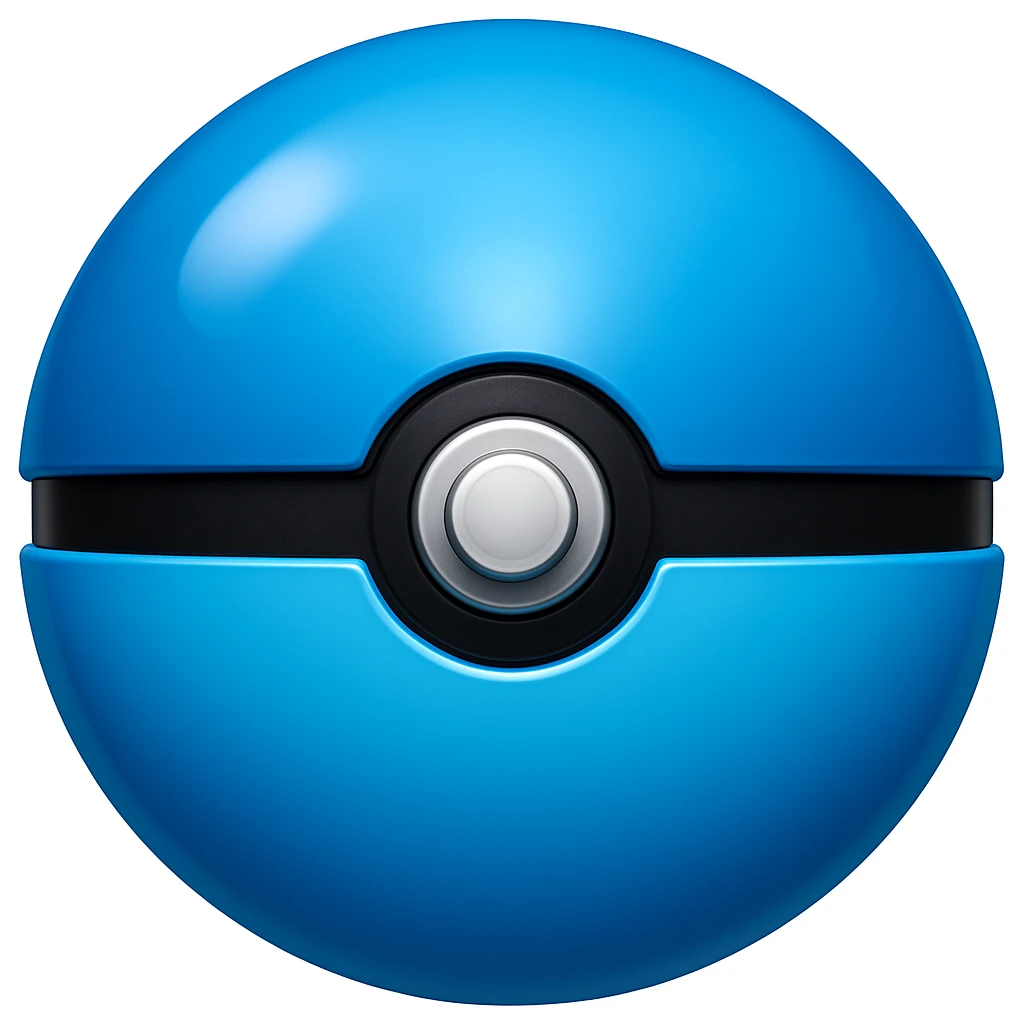 blue pokeball emoji with a black stripe and highlights like in the second reference image. Make the blue more vibrant. emoji