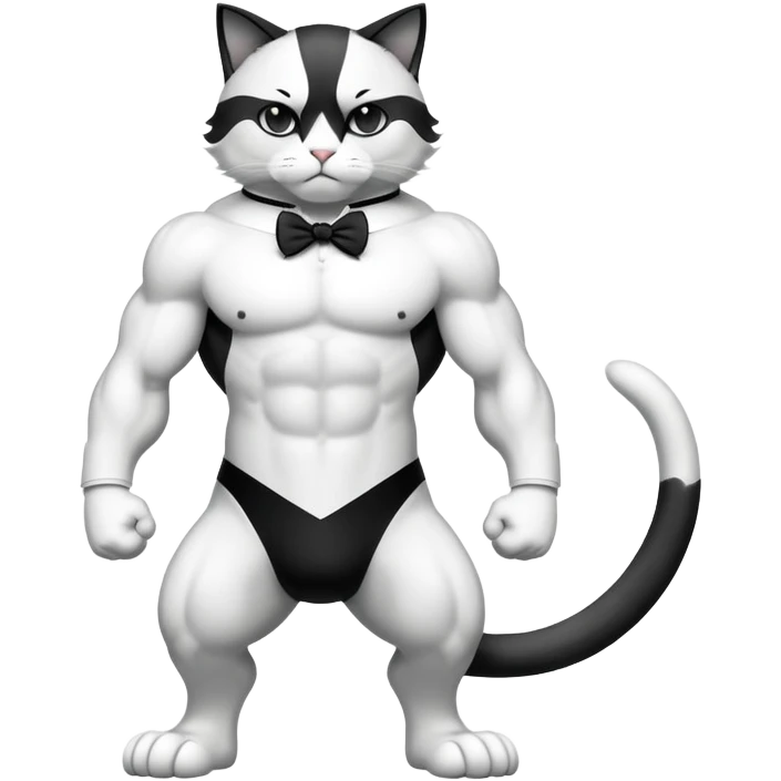 Three headed Mega neon unicorn dragon hydra hyper rare golden penguin Golden Divine god angel Omni Black and white Super muscular Buff sigma Gigachad cat full body tuxedo colored  emoji