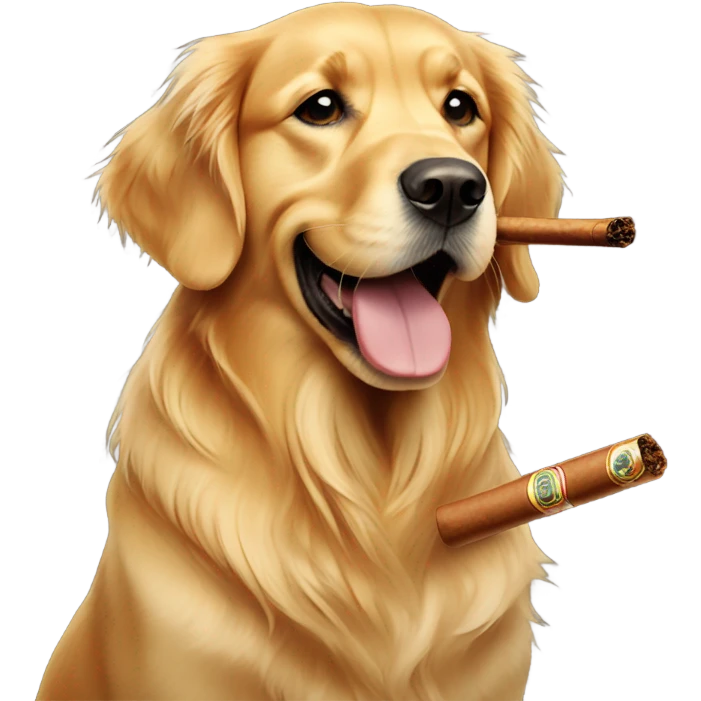 Golden retriever with a cigar emoji